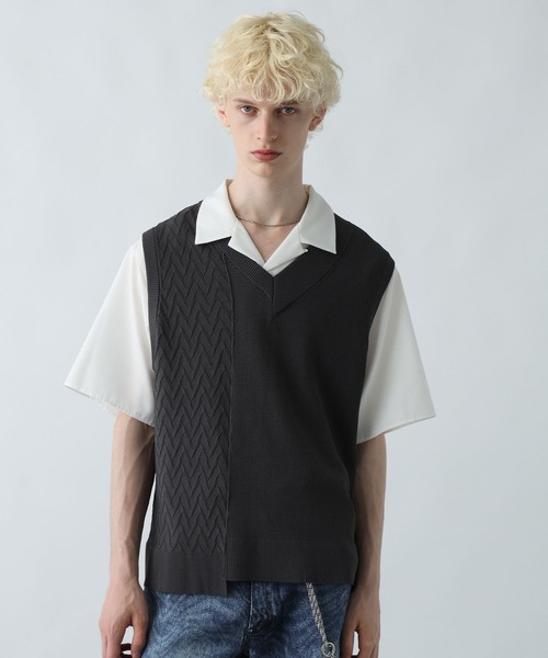 HARE(ハレ)の「アシメニットベスト(HARE)(ベスト・メンズ・グレー/ブルー/ブラック・FREE)」の11枚目の写真