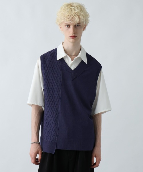 HARE(ハレ)の「アシメニットベスト(HARE)(ベスト・メンズ・グレー/ブルー/ブラック・FREE)」の12枚目の写真