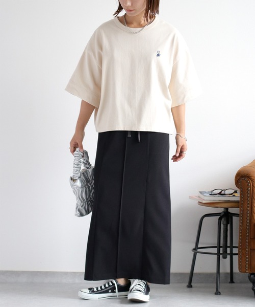 cepo（セポ）の「ワンポイントクマ刺繍ドロップ半袖Tee（Tシャツ/カットソー・レディース・ブラック/ブラウン/ベージュ/オフホワイト・M）」の17枚目の写真