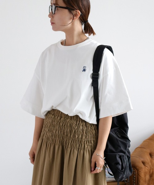 cepo（セポ）の「ワンポイントクマ刺繍ドロップ半袖Tee（Tシャツ/カットソー・レディース・ブラック/ブラウン/ベージュ/オフホワイト・M）」の8枚目の写真