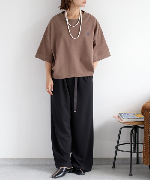 cepo（セポ）の「ワンポイントクマ刺繍ドロップ半袖Tee（Tシャツ/カットソー・レディース・ブラック/ブラウン/ベージュ/オフホワイト・M）」の10枚目の写真