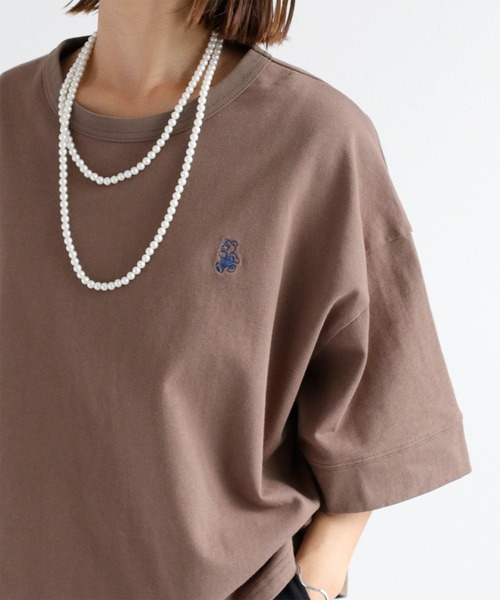 cepo（セポ）の「ワンポイントクマ刺繍ドロップ半袖Tee（Tシャツ/カットソー・レディース・ブラック/ブラウン/ベージュ/オフホワイト・M）」の12枚目の写真