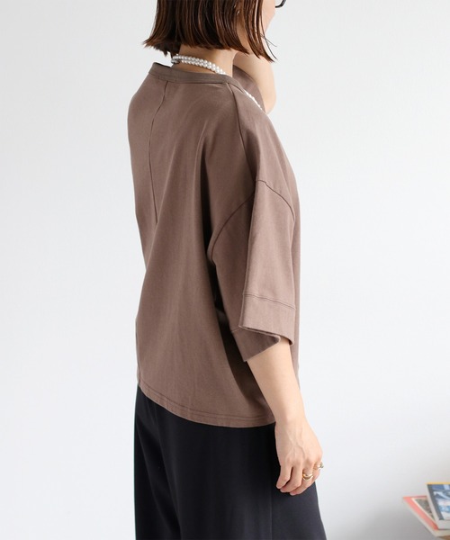 cepo（セポ）の「ワンポイントクマ刺繍ドロップ半袖Tee（Tシャツ/カットソー・レディース・ブラック/ブラウン/ベージュ/オフホワイト・M）」の16枚目の写真