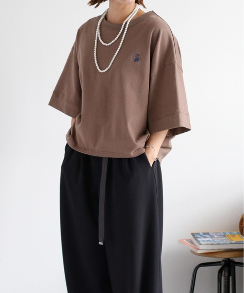 cepo（セポ）の「ワンポイントクマ刺繍ドロップ半袖Tee（Tシャツ/カットソー・レディース・ブラック/ブラウン/ベージュ/オフホワイト・M）」の13枚目の写真