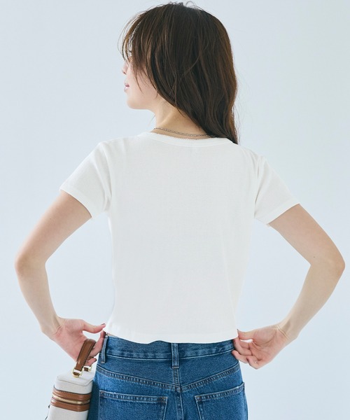 coca(coca)(コカ)の「リブヘンリーネックTシャツ(Tシャツ/カットソー・レディース・ブラック/グレー/ダークブラウン/ホワイト・S/M/L)」の6枚目の写真