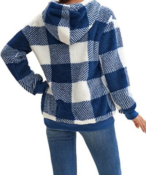 cammie(キャミー)の「ボアチェックハーフジップフードパーカー(パーカー・レディース・ブラック/ネイビー/ベージュ・LARGE/MEDIUM)」の14枚目の写真
