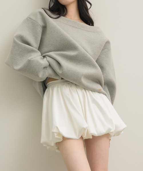 NEUNA(ヌナ)の「【他にない光沢感がポイント◎】サテンバルーンミニスカート(スカート・レディース・ブラック/オフホワイト/ブラウン・MEDIUM/LARGE/X-LARGE/SMALL)」の20枚目の写真
