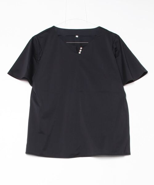 HARUYAMA(ハルヤマ)の「36Gトリコット フロントパール半袖カットソー(シャツ/ブラウス・レディース・オフホワイト/ブラック/ライトピンク・M/L)」の6枚目の写真