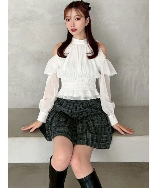 RESEXXY(リゼクシー)の「チェックミニフレアスカート【セットアップ着用可能】(スカート・レディース・ブラック/ブラウン/ネイビー・FREE)」の22枚目の写真