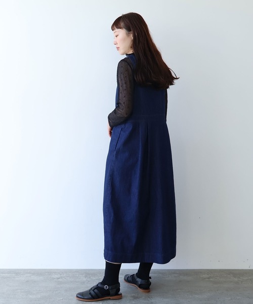 bulle de savon（ビュルデサボン）の「《early spring》8ozムラ糸デニム ジャンパースカート（ジャンパースカート・レディース・ネイビー・FREE）」の7枚目の写真