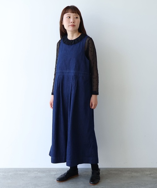 bulle de savon（ビュルデサボン）の「《early spring》8ozムラ糸デニム ジャンパースカート（ジャンパースカート・レディース・ネイビー・FREE）」の11枚目の写真