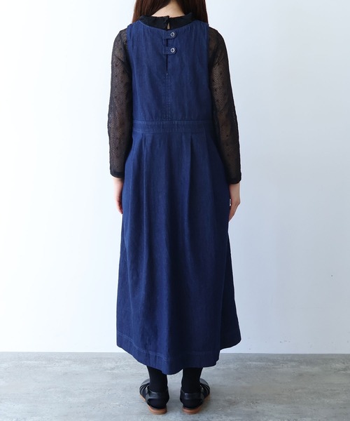 bulle de savon（ビュルデサボン）の「《early spring》8ozムラ糸デニム ジャンパースカート（ジャンパースカート・レディース・ネイビー・FREE）」の17枚目の写真