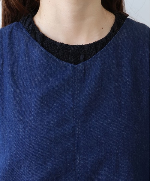 bulle de savon（ビュルデサボン）の「《early spring》8ozムラ糸デニム ジャンパースカート（ジャンパースカート・レディース・ネイビー・FREE）」の15枚目の写真