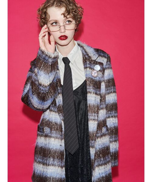 jouetie(ジュエティ)の「ウールライクジャケットチェックコート(テーラードジャケット・レディース・ブルー/ピンク/ブラウン・MEDIUM)」の10枚目の写真