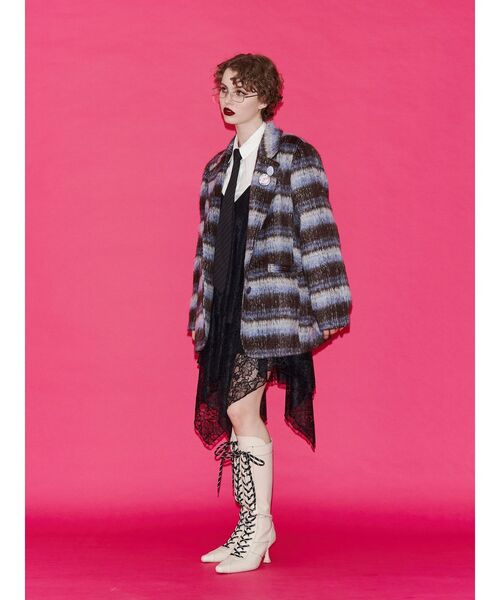 jouetie(ジュエティ)の「ウールライクジャケットチェックコート(テーラードジャケット・レディース・ブルー/ピンク/ブラウン・MEDIUM)」の13枚目の写真