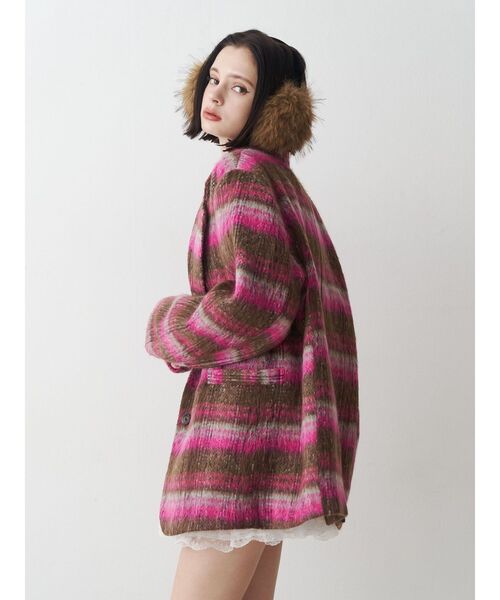 jouetie(ジュエティ)の「ウールライクジャケットチェックコート(テーラードジャケット・レディース・ブルー/ピンク/ブラウン・MEDIUM)」の5枚目の写真