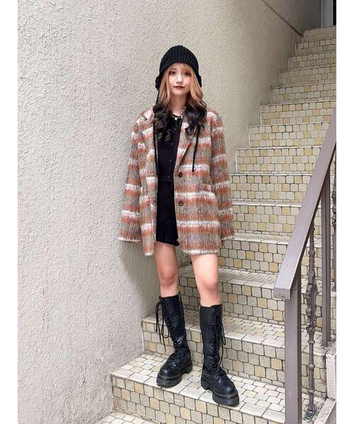 セール】ウールライクジャケットチェックコート（テーラードジャケット