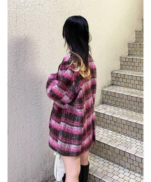jouetie(ジュエティ)の「ウールライクジャケットチェックコート(テーラードジャケット・レディース・ブルー/ピンク/ブラウン・MEDIUM)」の19枚目の写真