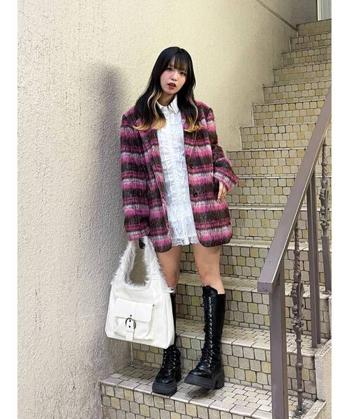 ウールライクジャケットチェックコート（テーラードジャケット