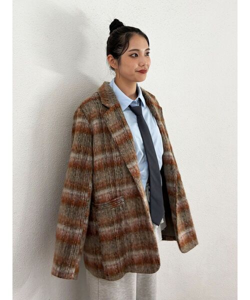 jouetie(ジュエティ)の「ウールライクジャケットチェックコート(テーラードジャケット・レディース・ブルー/ピンク/ブラウン・MEDIUM)」の15枚目の写真