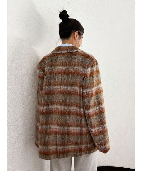 jouetie(ジュエティ)の「ウールライクジャケットチェックコート(テーラードジャケット・レディース・ブルー/ピンク/ブラウン・MEDIUM)」の16枚目の写真