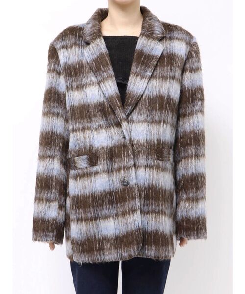 セール】ウールライクジャケットチェックコート（テーラードジャケット