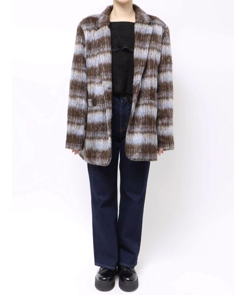 セール】ウールライクジャケットチェックコート（テーラードジャケット