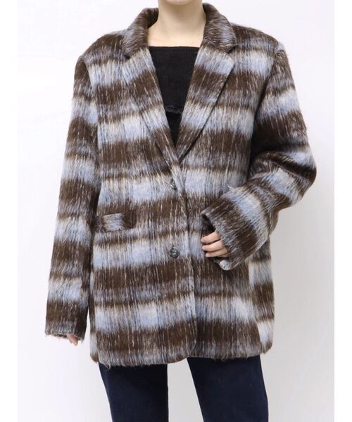 ウールライクジャケットチェックコート（テーラードジャケット