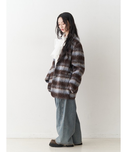 ウールライクジャケットチェックコート（テーラードジャケット