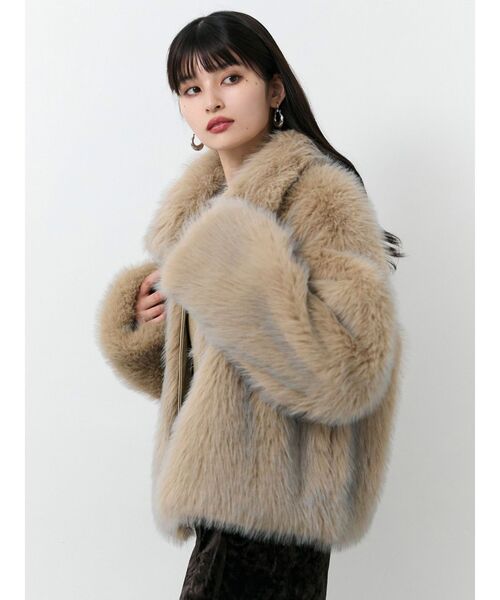 MURUA フェイクファーブルゾン グレー　ファーコート セール】MIXフェイクファーブルゾン（ブルゾン）｜MURUA（ムルーア）の