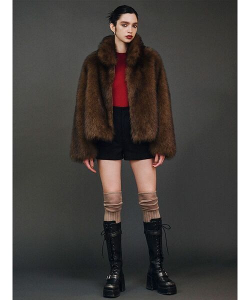 MURUA（ムルーア）の「MIXフェイクファーブルゾン（ブルゾン・レディース・ベージュ/ブラウン/グレー/ブルー・FREE）」の14枚目の写真