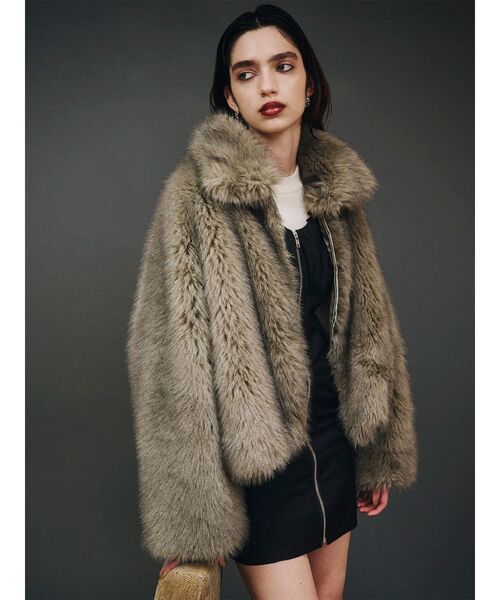 ムルーア　MIXフェイクファーブルゾン MURUA（ムルーア） ブルゾン アウター MIXフェイクファーブルゾン