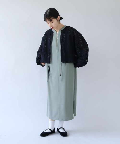 yuni(ユニ )の「レーヨンウール slit neck jumper スカート(ジャンパースカート・レディース・ネイビー/カーキ・FREE)」の5枚目の写真