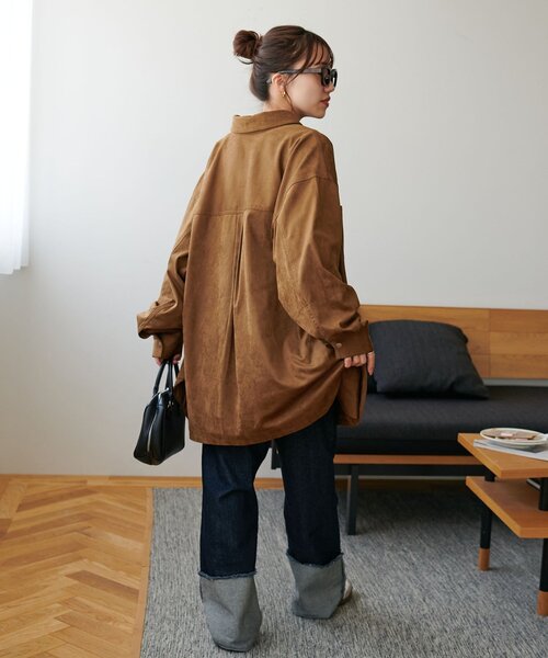 DISCOAT（ディスコート）の「【ユニセックス】フェイクレザーフェイクスエードアソートオーバーシャツ（シャツ/ブラウス・レディース・ブラック/ブラウン・FREE）」の16枚目の写真