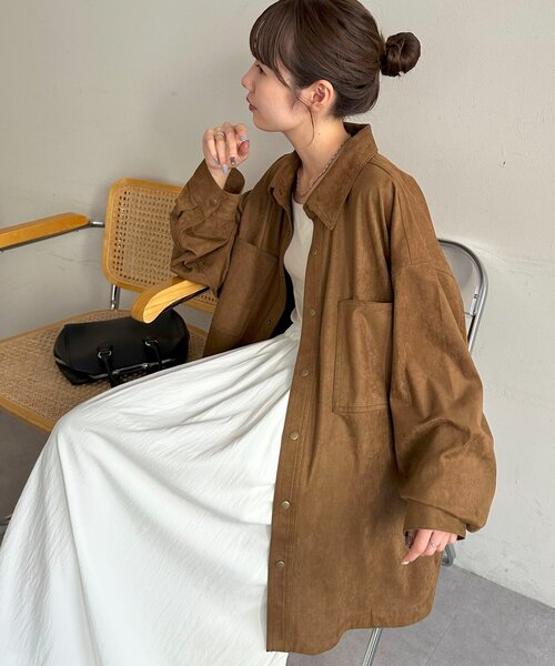 DISCOAT（ディスコート）の「【ユニセックス】フェイクレザーフェイクスエードアソートオーバーシャツ（シャツ/ブラウス・レディース・ブラック/ブラウン・FREE）」の18枚目の写真