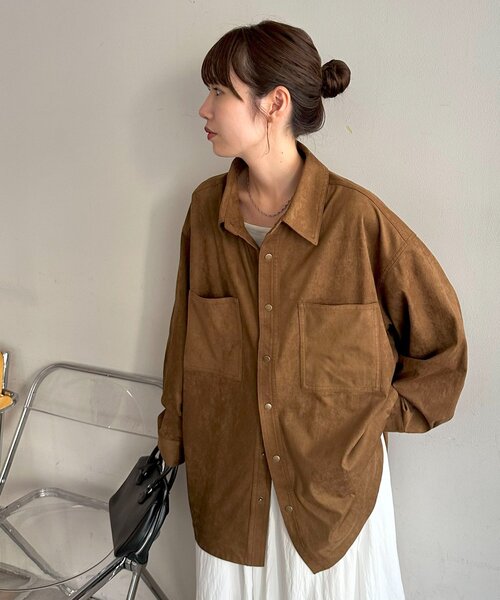 DISCOAT（ディスコート）の「【ユニセックス】フェイクレザーフェイクスエードアソートオーバーシャツ（シャツ/ブラウス・レディース・ブラック/ブラウン・FREE）」の19枚目の写真