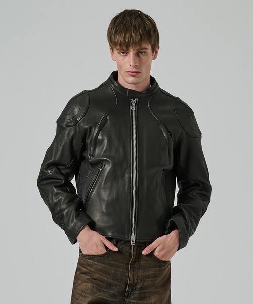 studious ライダースジャケット NVRFRGT】LEATHER MOTORCYCLE JACKET（ライダースジャケット