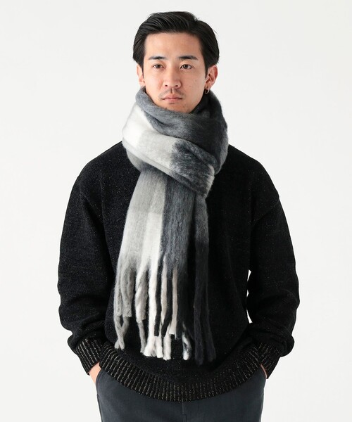 セール】シャギー チェック マフラー（ユニセックス）（マフラー）｜B