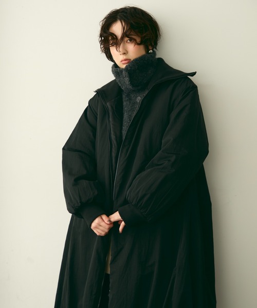 1111円　お取り置き中　今だけセール　バルーンコート　リエンダ好きさんに♪ T/Nタフタ中わたバルーンリブコート（ピーコート）｜Trish（トリッシュ