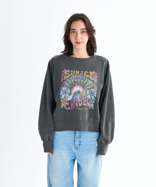 ROXY(ロキシー)の「SUNSET CHASER /ロキシーショート丈フロントグラフィックプリントプルオーバースウェットトレーナー(スウェット・レディース・ピンク/ホワイト/ブラック・LARGE/MEDIUM/SMALL)」の9枚目の写真