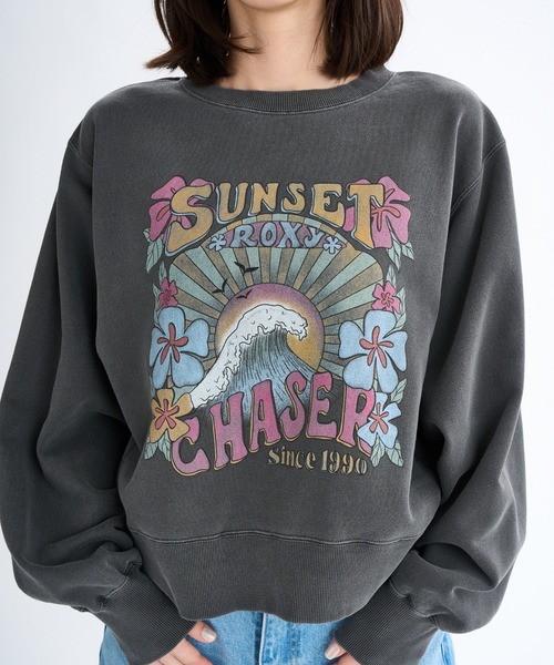 ROXY(ロキシー)の「SUNSET CHASER /ロキシーショート丈フロントグラフィックプリントプルオーバースウェットトレーナー(スウェット・レディース・ピンク/ホワイト/ブラック・LARGE/MEDIUM/SMALL)」の11枚目の写真