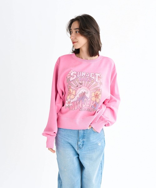 ROXY(ロキシー)の「SUNSET CHASER /ロキシーショート丈フロントグラフィックプリントプルオーバースウェットトレーナー(スウェット・レディース・ピンク/ホワイト/ブラック・LARGE/MEDIUM/SMALL)」の14枚目の写真