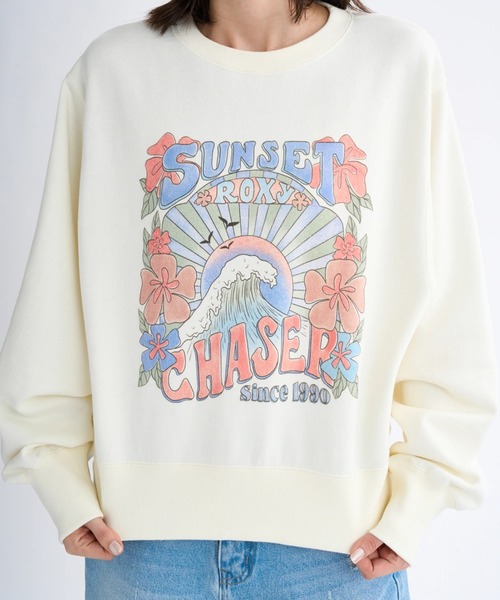 ROXY(ロキシー)の「SUNSET CHASER /ロキシーショート丈フロントグラフィックプリントプルオーバースウェットトレーナー(スウェット・レディース・ピンク/ホワイト/ブラック・LARGE/MEDIUM/SMALL)」の7枚目の写真