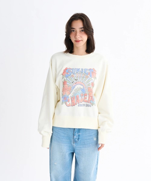 ROXY(ロキシー)の「SUNSET CHASER /ロキシーショート丈フロントグラフィックプリントプルオーバースウェットトレーナー(スウェット・レディース・ピンク/ホワイト/ブラック・LARGE/MEDIUM/SMALL)」の5枚目の写真