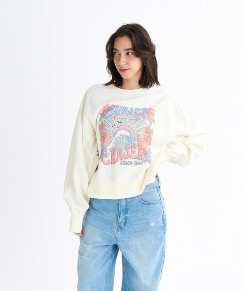 ROXY(ロキシー)の「SUNSET CHASER /ロキシーショート丈フロントグラフィックプリントプルオーバースウェットトレーナー(スウェット・レディース・ピンク/ホワイト/ブラック・LARGE/MEDIUM/SMALL)」の19枚目の写真