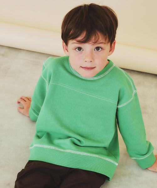 THE SHOP TK （ザ ショップ ティーケー ）の「【110-160】カラーロック裏毛プルオーバー（Tシャツ/カットソー・キッズ・グリーン/ブルー/アイボリー/ブラック・13/14/15 /16/11/12）」の7枚目の写真