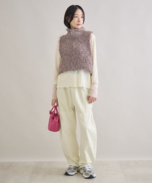 Paradise Picnic（パラダイスピクニック）の「スタンド衿ニットベスト（ベスト・レディース・チャコールグレー/モカ/ピンク・FREE）」の4枚目の写真