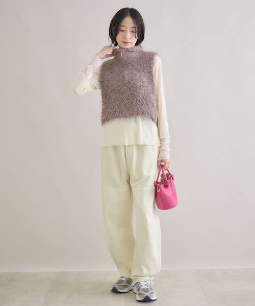 Paradise Picnic（パラダイスピクニック）の「スタンド衿ニットベスト（ベスト・レディース・チャコールグレー/モカ/ピンク・FREE）」の6枚目の写真