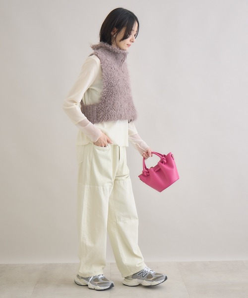 Paradise Picnic（パラダイスピクニック）の「スタンド衿ニットベスト（ベスト・レディース・チャコールグレー/モカ/ピンク・FREE）」の7枚目の写真