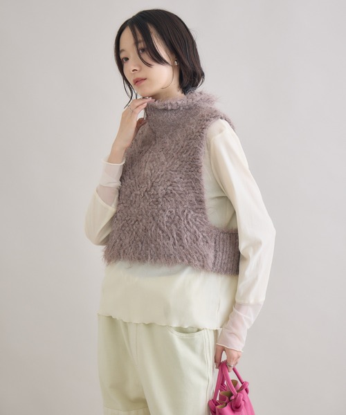 Paradise Picnic（パラダイスピクニック）の「スタンド衿ニットベスト（ベスト・レディース・チャコールグレー/モカ/ピンク・FREE）」の11枚目の写真